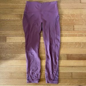 75% OFF OG PRICE Lululemon high-rise mesh lace lined 7/8 leggings pink SIZE 6